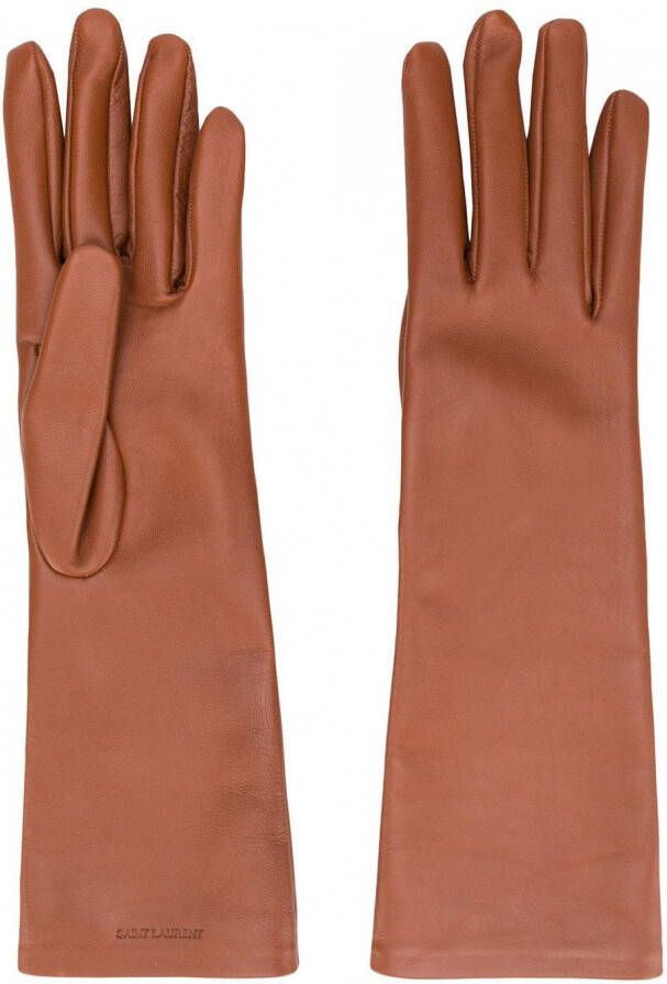 Saint Laurent Handschoenen van lamsleer Bruin