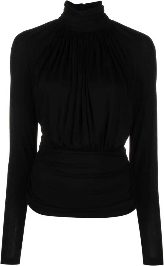Saint Laurent Top met hoge hals Zwart