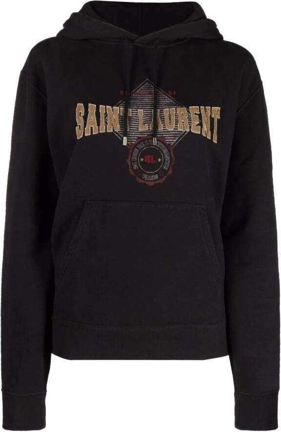 Saint Laurent Hoodie met logo Zwart