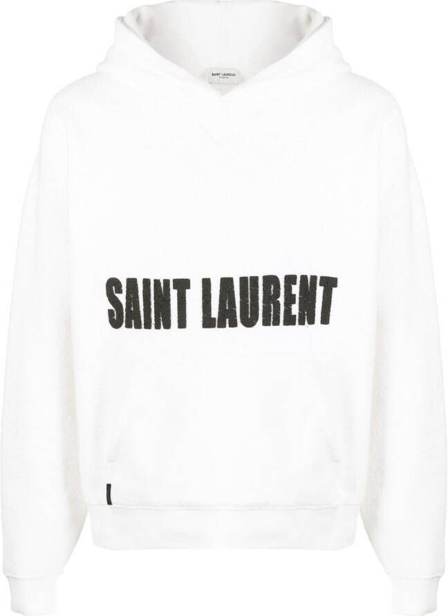 Saint Laurent Hoodie met logoprint Wit