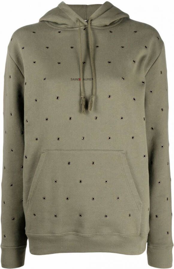 Saint Laurent Hoodie verfraaid met ringlets Groen