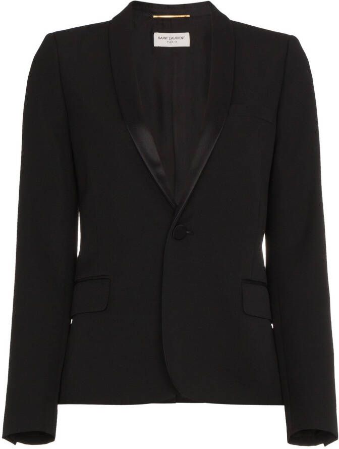 Saint Laurent Iconische Le Smoking Cropped Blazer Zwart