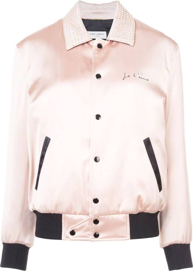 Saint Laurent Je Taime teddy jas Roze