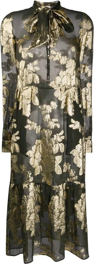Saint Laurent Jurk met bloemenprint Zwart
