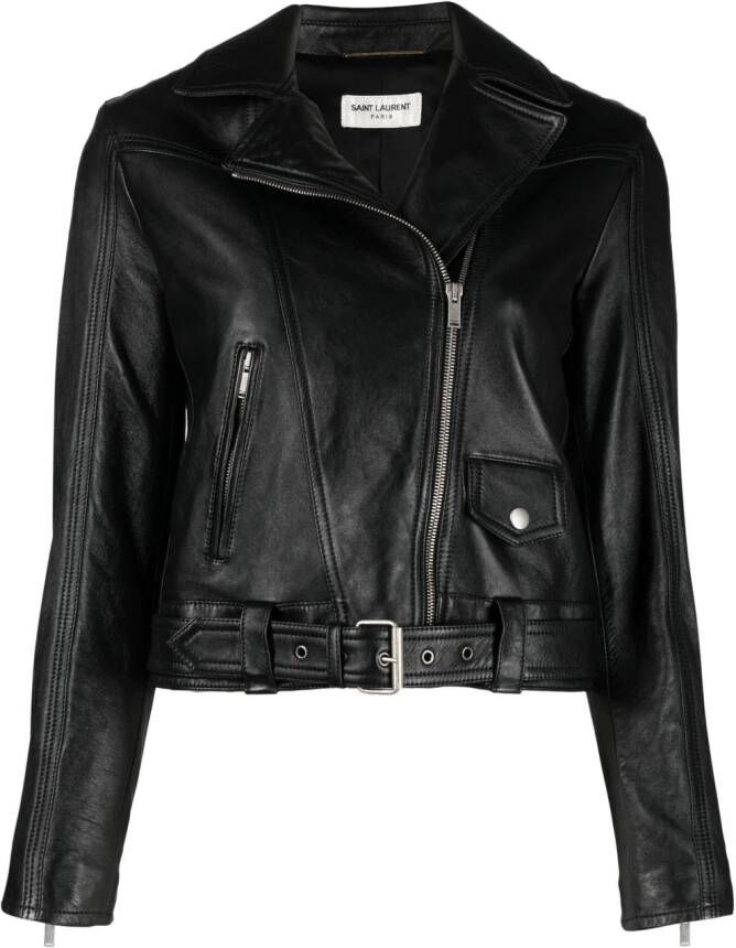 Saint Laurent Leren jack Zwart