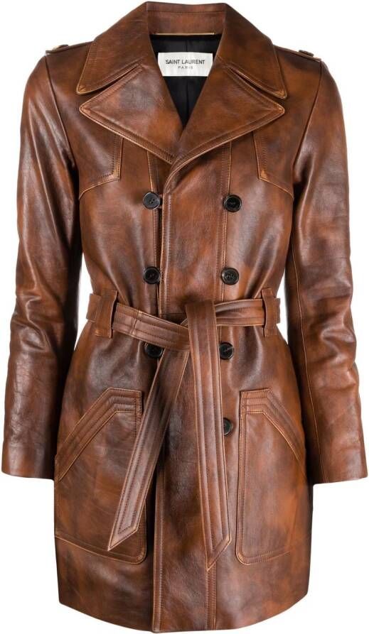 Saint Laurent Leren jas Bruin
