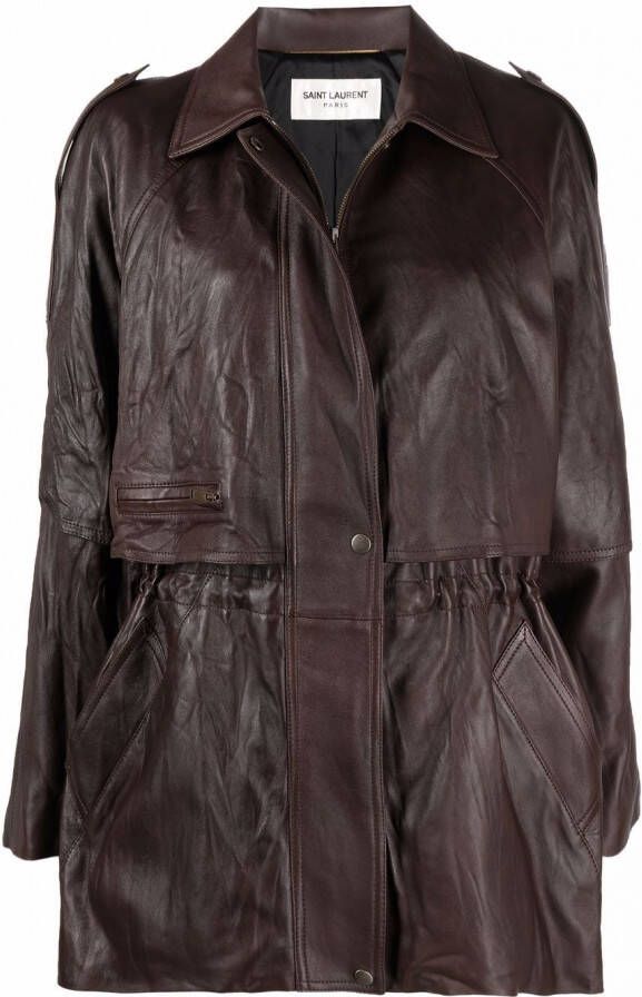 Saint Laurent Leren jas Bruin