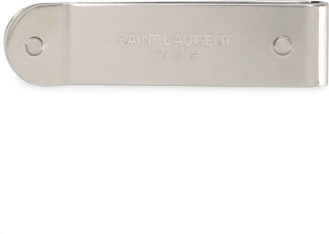 Saint Laurent logo gegraveerde geld clip Zilver