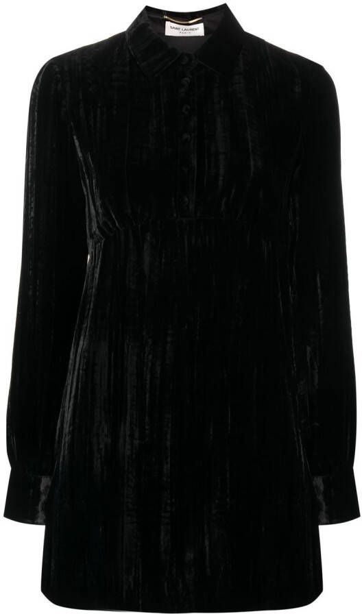 Saint Laurent Mini-jurk met lange mouwen Zwart