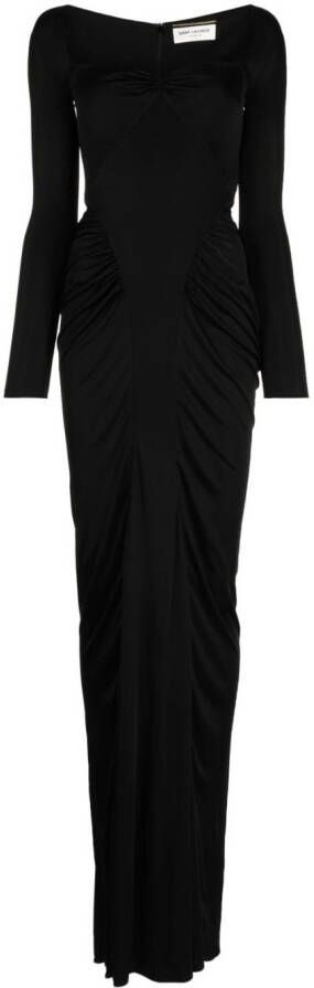 Saint Laurent Maxi-jurk met lange mouwen Zwart