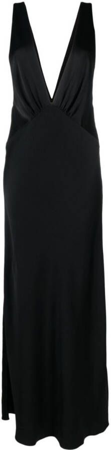 Saint Laurent Maxi-jurk met V-hals Zwart