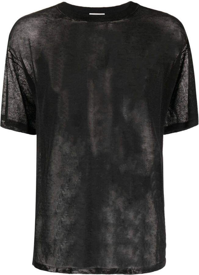 Saint Laurent T-shirt met mesh Zwart