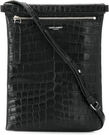 Saint Laurent Messengertas met krokodillenhuid-effect Zwart