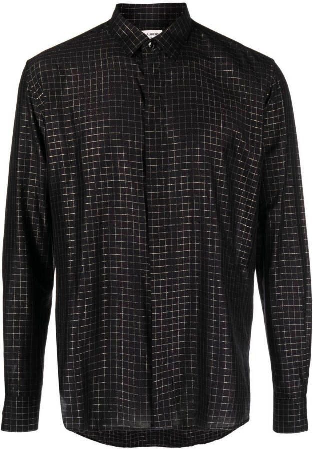 Saint Laurent Overhemd met metallic-effect Zwart