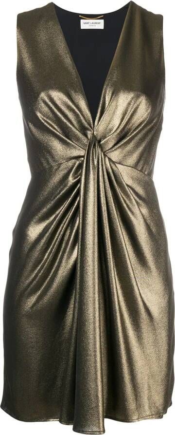 Saint Laurent metallic jurk met v-hals