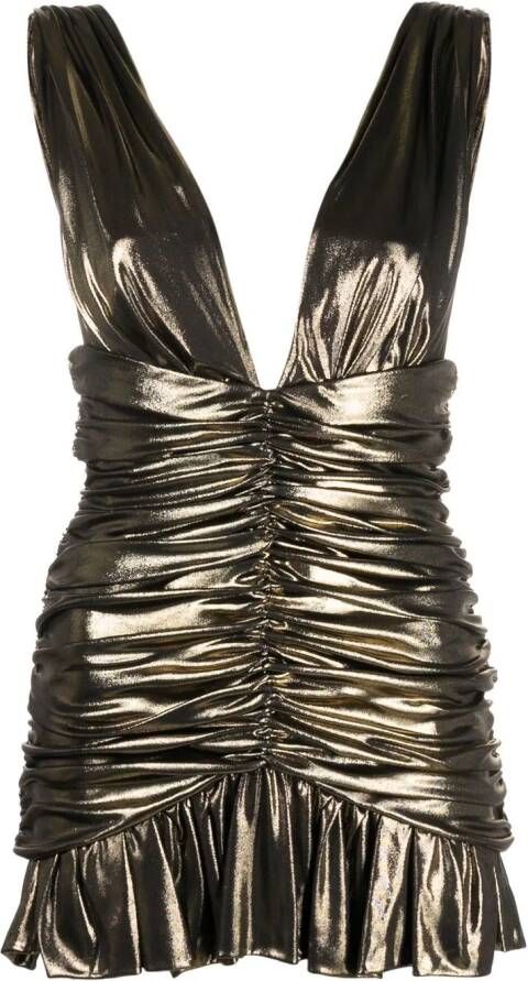 Saint Laurent Metallic mini-jurk Goud