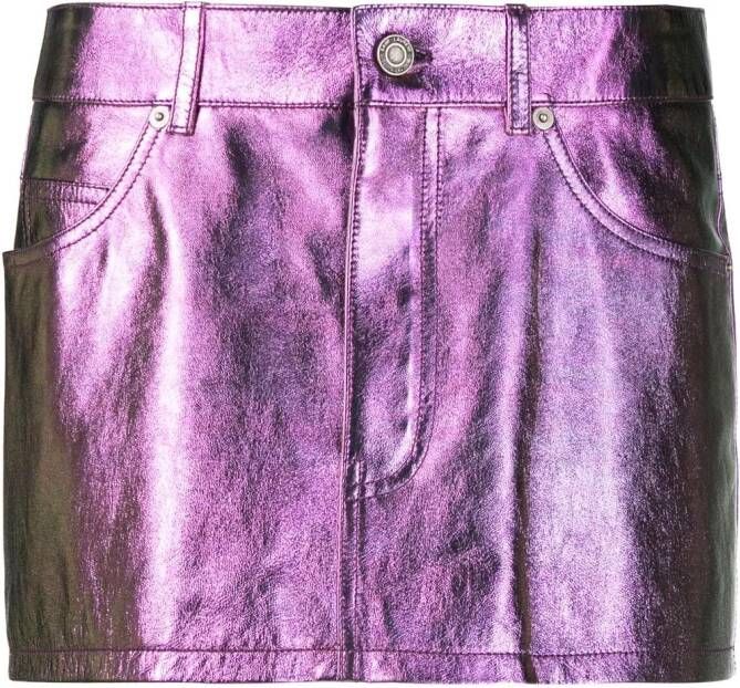 Saint Laurent Mini-rok met holografisch effect Paars