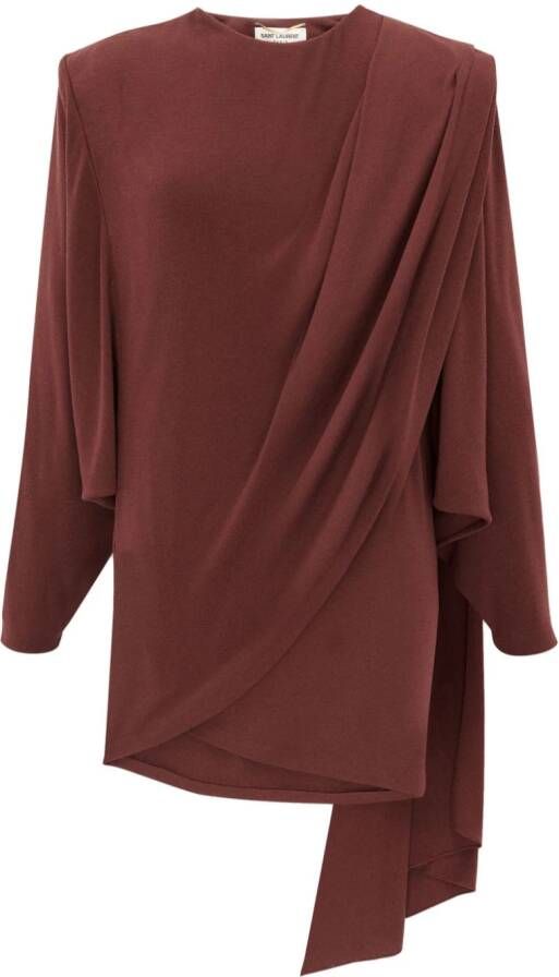 Saint Laurent Midi-jurk met gedrapeerd detail Rood