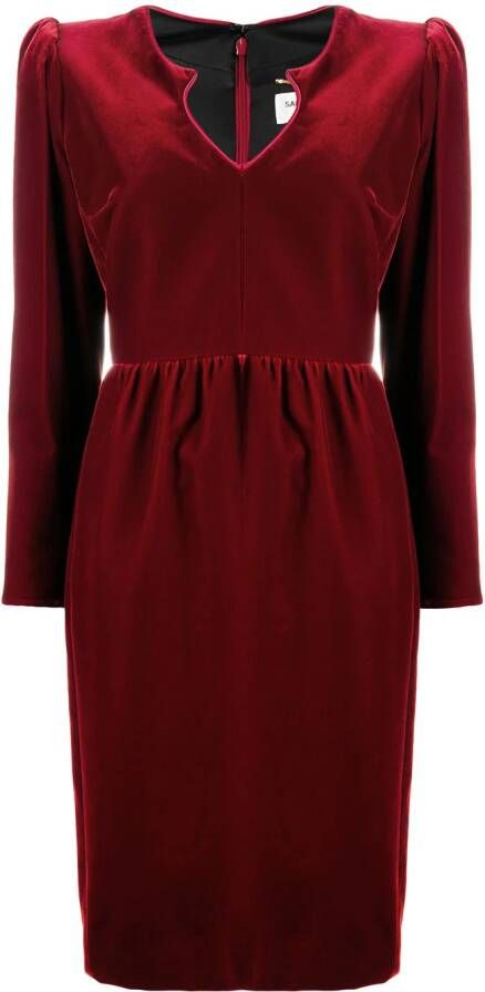 Saint Laurent Midi-jurk met lange mouwen Rood