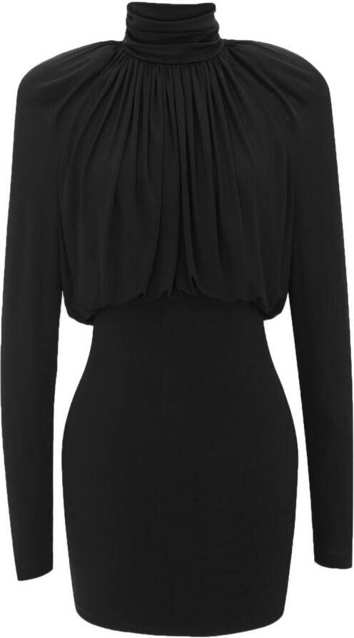 Saint Laurent Mini-jurk met gedrapeerd vlak Zwart