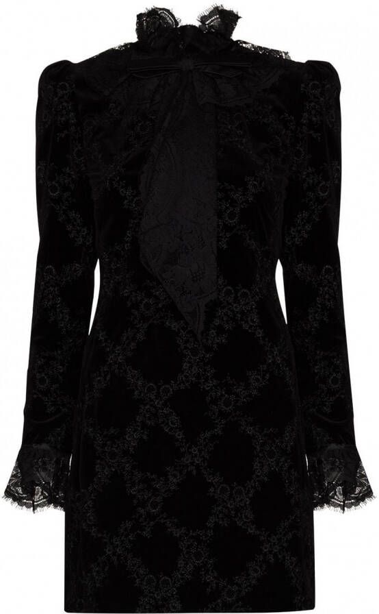 Saint Laurent Jurk met strikkraag Zwart