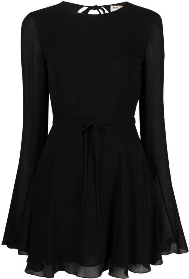 Saint Laurent Mini-jurk met open rug Zwart