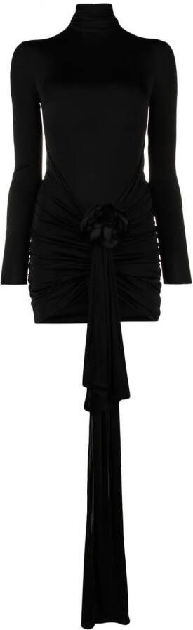 Saint Laurent Mini-jurk met roos applicatie Zwart