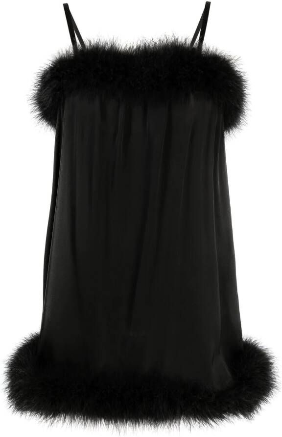 Saint Laurent Mini-jurk met veren Zwart