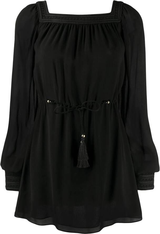 Saint Laurent Mini-jurk met vierkante hals Zwart