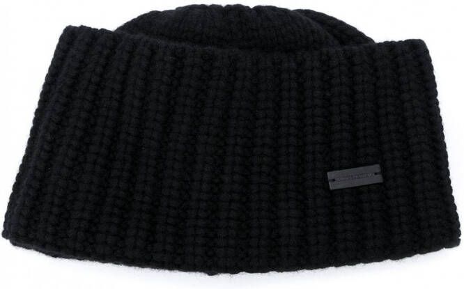 Saint Laurent Muts met logoplakkaat Zwart