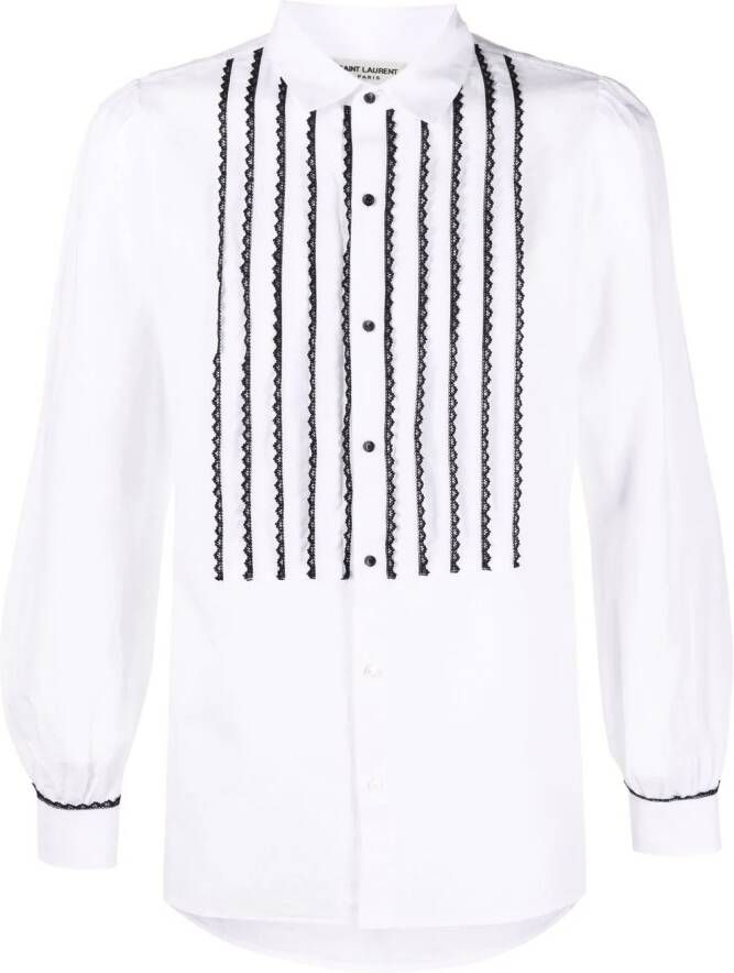 Saint Laurent Overhemd met contrasterend kant Wit