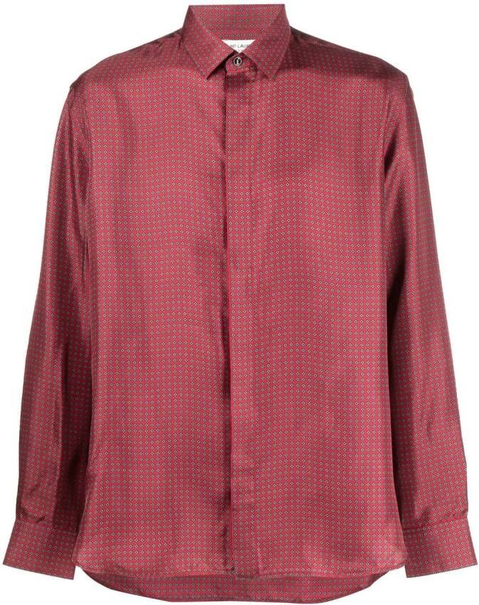 Saint Laurent Overhemd met geometrische print Rood