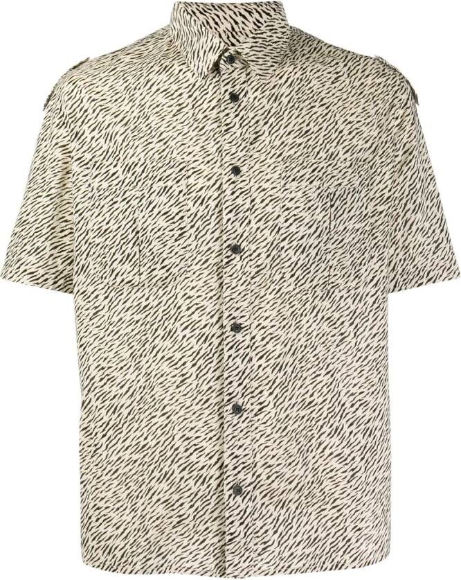Saint Laurent Overhemd met zebraprint heren katoen 38 Beige