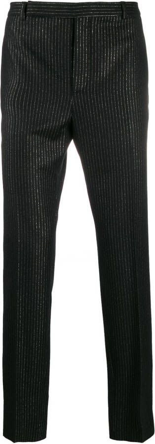 Saint Laurent Pantalon met metallic streep Zwart