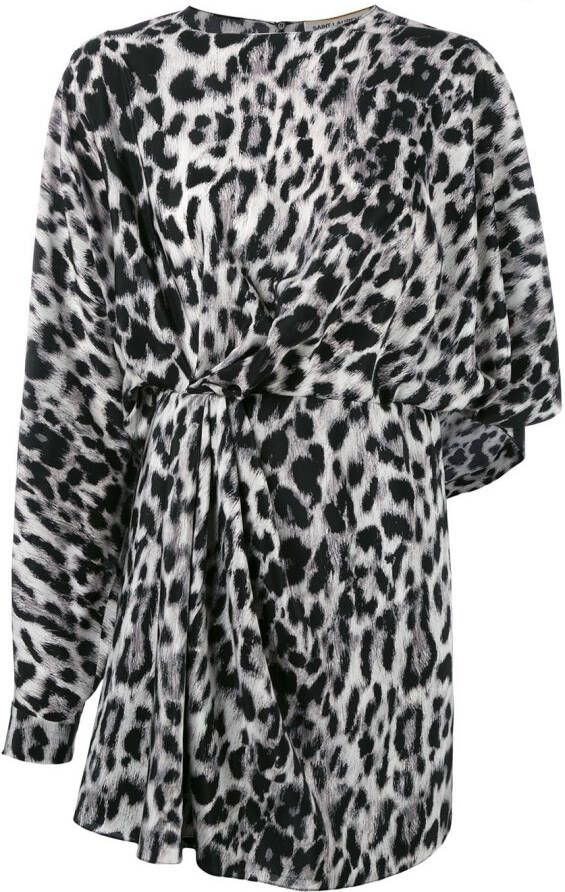Saint Laurent panterjurk met luipaardprint Zwart
