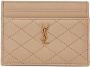 Saint Laurent Pasjeshouder met logoplakkaat Beige - Thumbnail 1