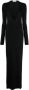 Saint Laurent Maxi-jurk met watervalhals Zwart - Thumbnail 1