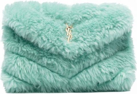 Saint Laurent Puffer lammy clutch Groen