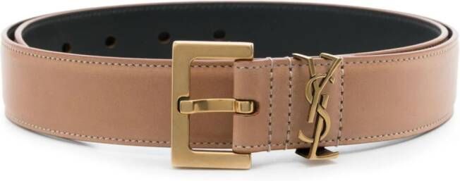 Saint Laurent Riem met logoplakkaat Beige