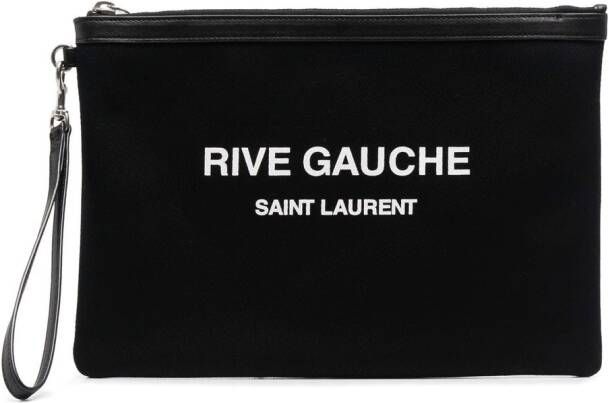 Saint Laurent Rive Gauche clutch met logoprint Zwart