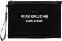 Saint Laurent Rive Gauche clutch met logoprint Zwart - Thumbnail 1
