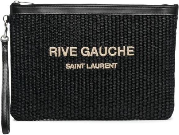 Saint Laurent Rive Gauche raffia clutch Zwart