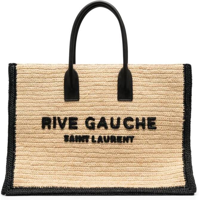 Saint Laurent Rive Gauche raffia shopper Beige