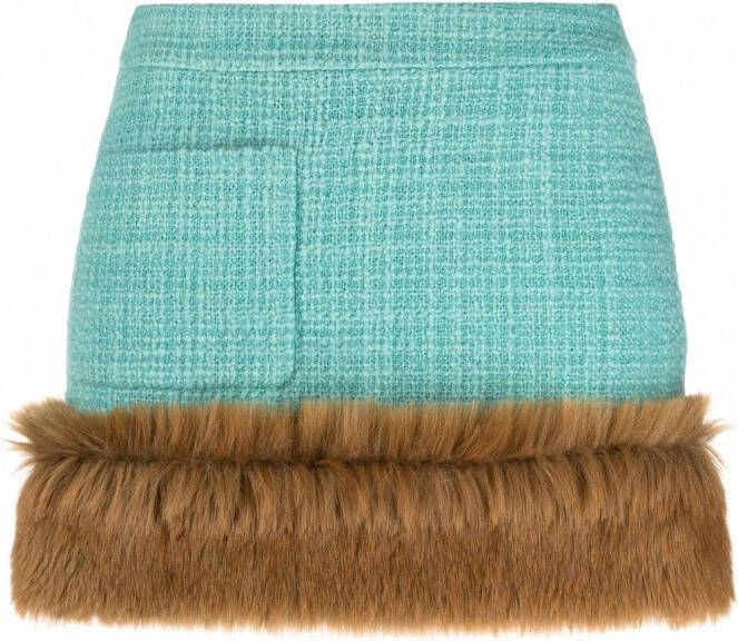 Saint Laurent Rok met afwerking van imitatiebont Blauw