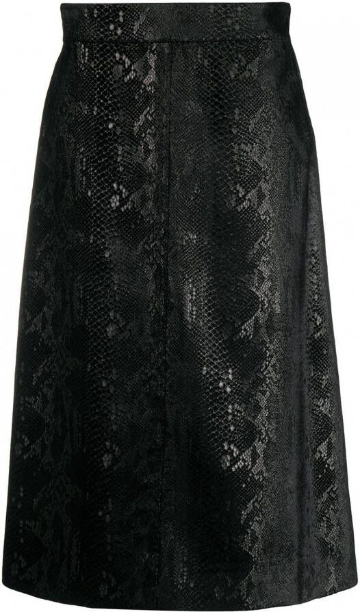Saint Laurent Rok met slangenhuid-effect Zwart