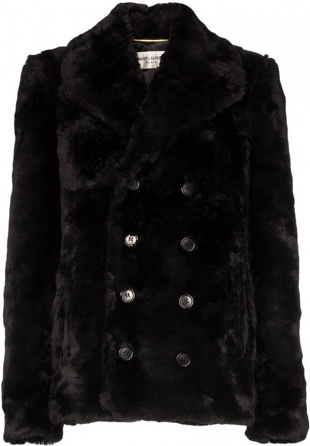 Saint Laurent Sailorjas van imitatiebont Zwart