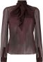 Saint Laurent Semi-doorzichtige blouse Bruin - Thumbnail 1