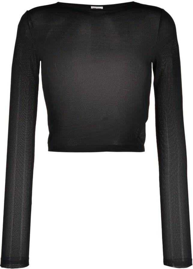 Saint Laurent Semi-doorzichtige T-shirt Zwart