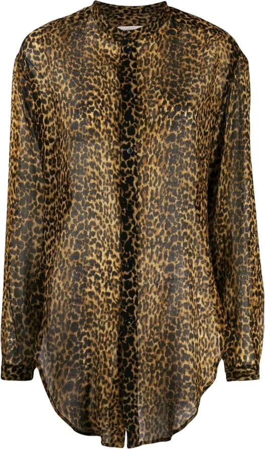 Saint Laurent Shirt met luipaardprint Zwart