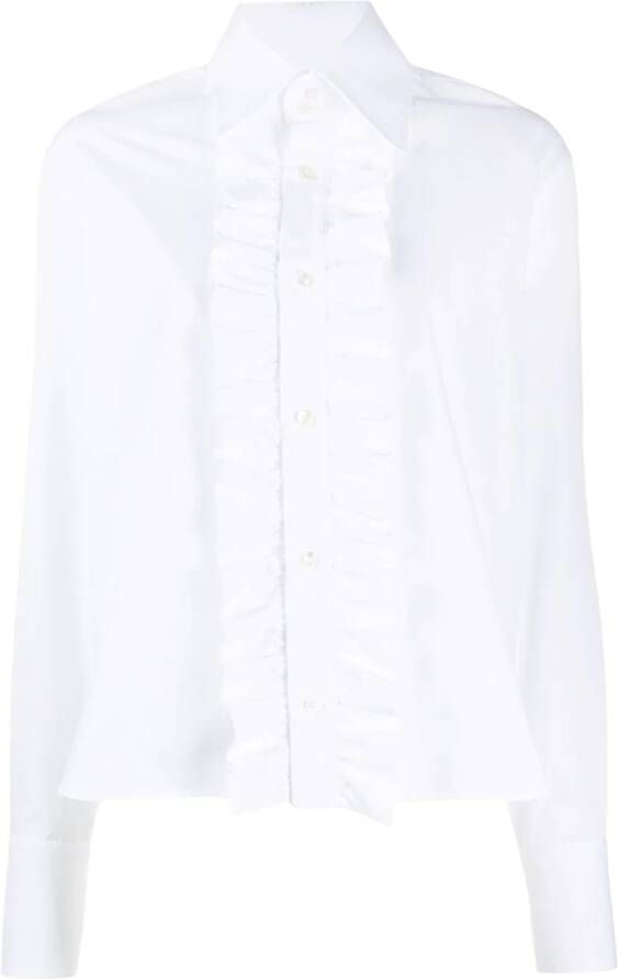 Saint Laurent Shirt met ruchebies Wit